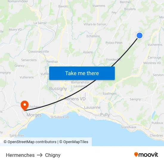 Hermenches to Chigny map