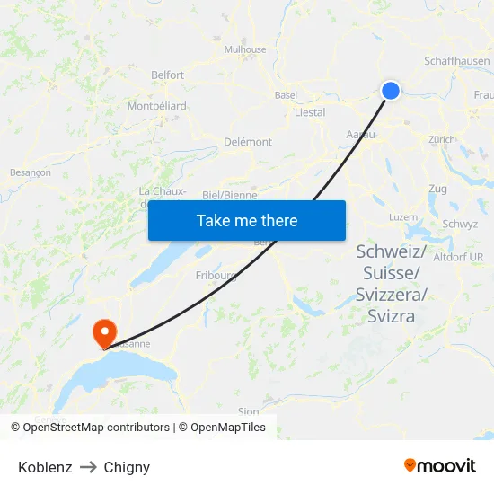 Koblenz to Chigny map