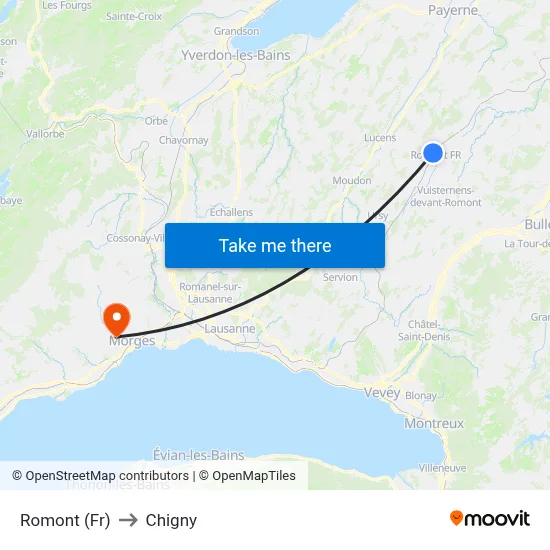 Romont (Fr) to Chigny map