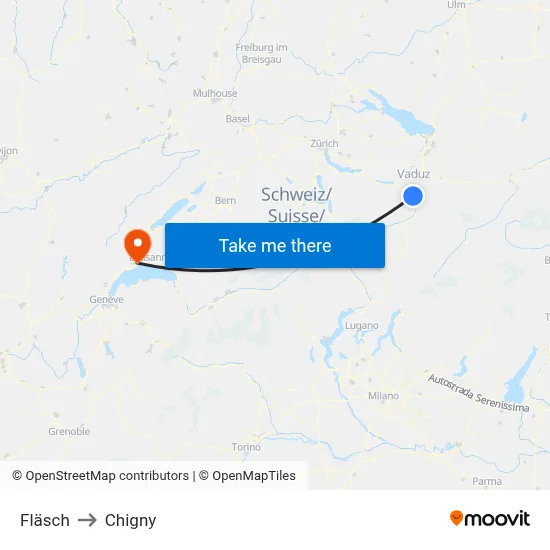 Fläsch to Chigny map