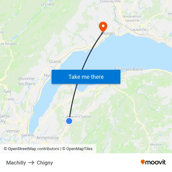 Machilly to Chigny map