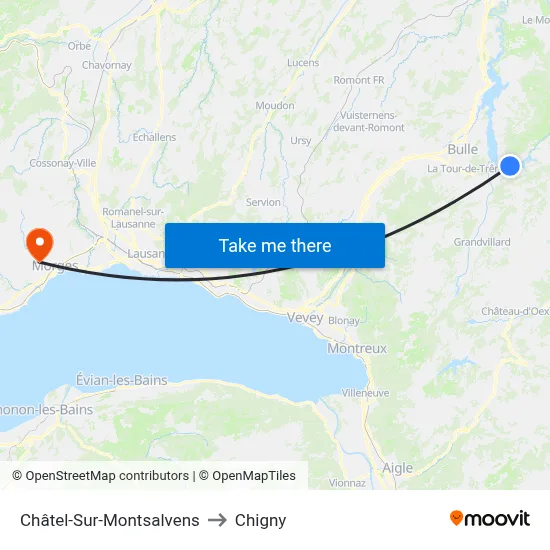 Châtel-Sur-Montsalvens to Chigny map
