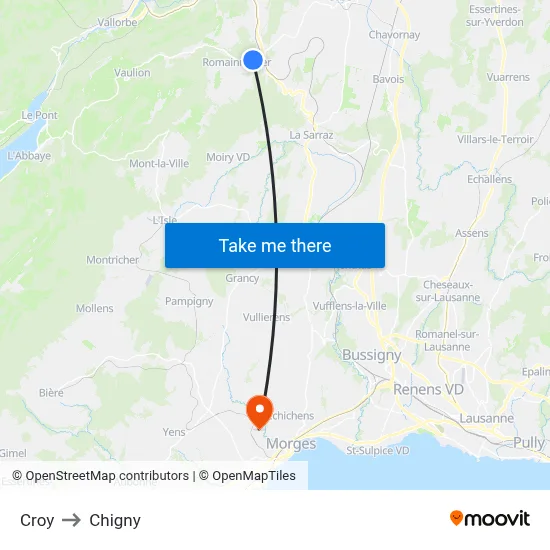 Croy to Chigny map
