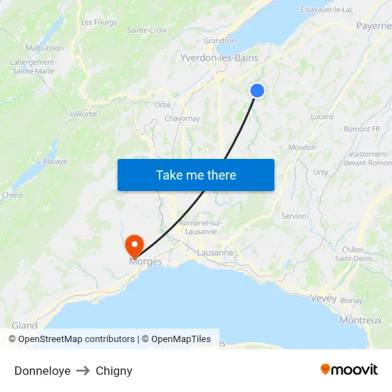 Donneloye to Chigny map