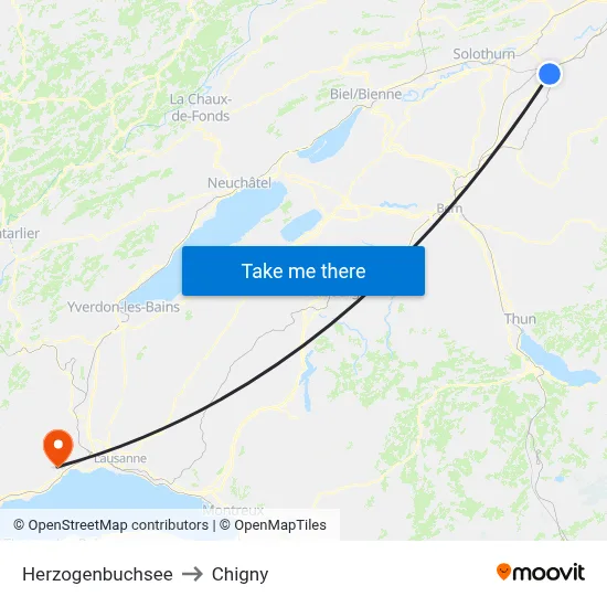 Herzogenbuchsee to Chigny map