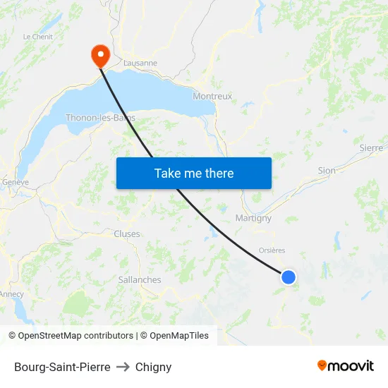 Bourg-Saint-Pierre to Chigny map