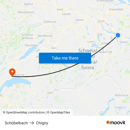 Schübelbach to Chigny map