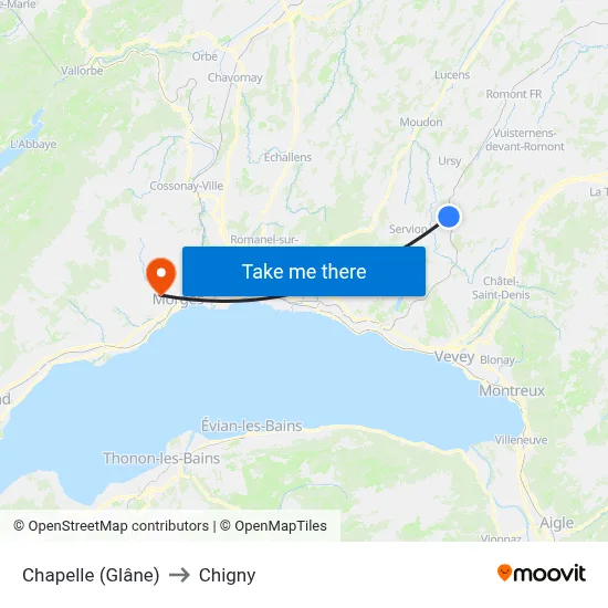 Chapelle (Glâne) to Chigny map