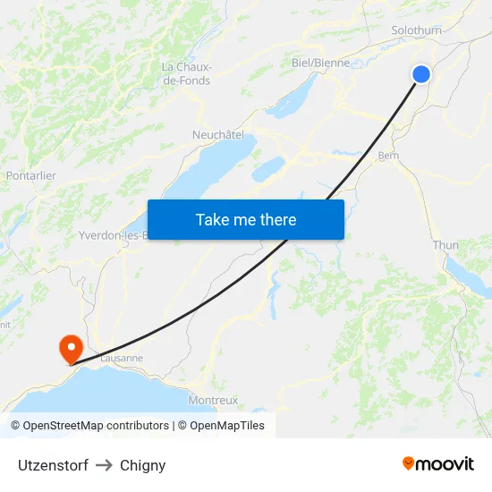 Utzenstorf to Chigny map