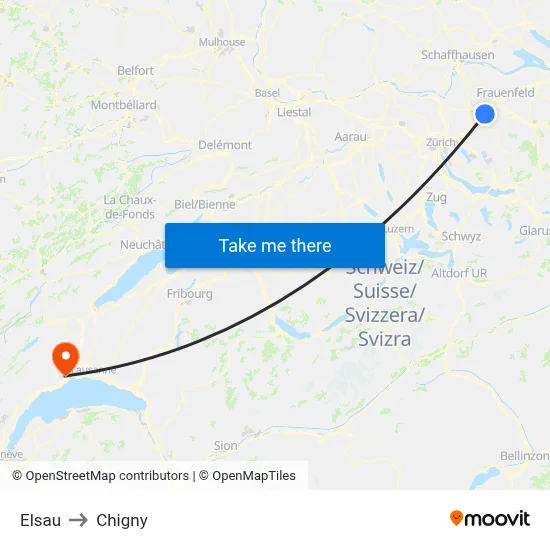 Elsau to Chigny map