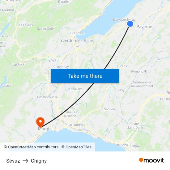 Sévaz to Chigny map