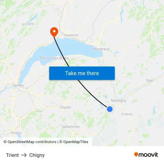Trient to Chigny map