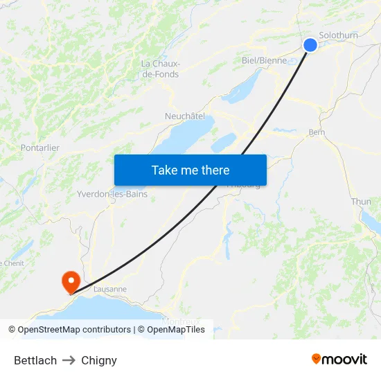 Bettlach to Chigny map