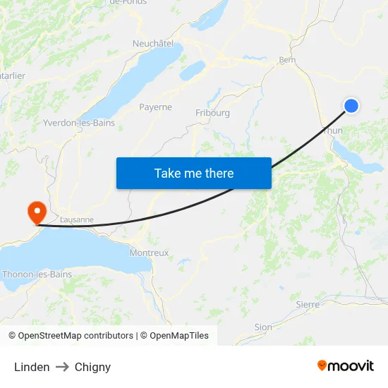 Linden to Chigny map