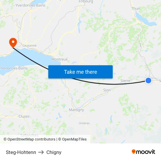 Steg-Hohtenn to Chigny map