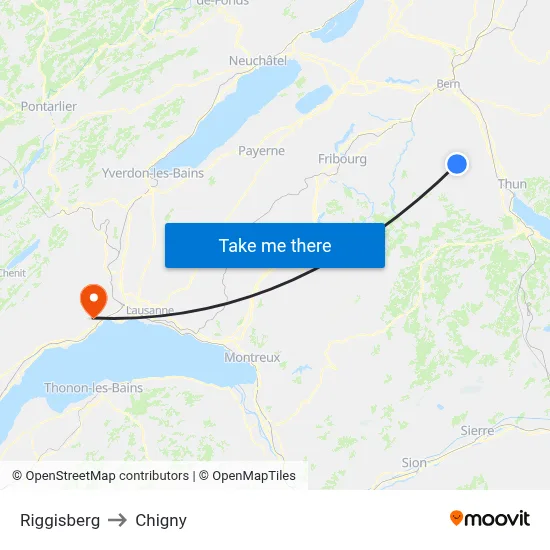 Riggisberg to Chigny map