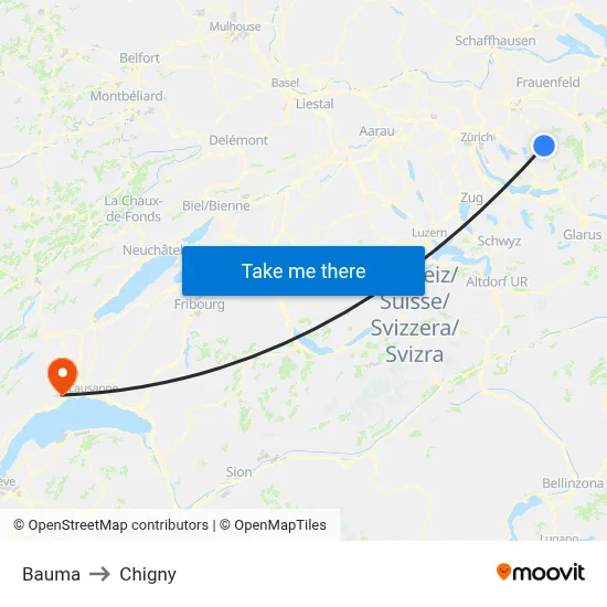 Bauma to Chigny map