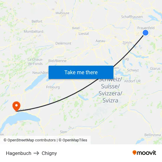 Hagenbuch to Chigny map