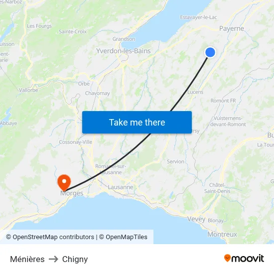 Ménières to Chigny map