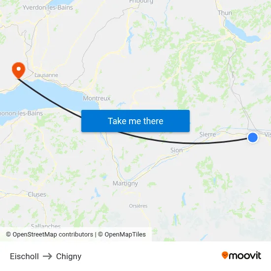 Eischoll to Chigny map