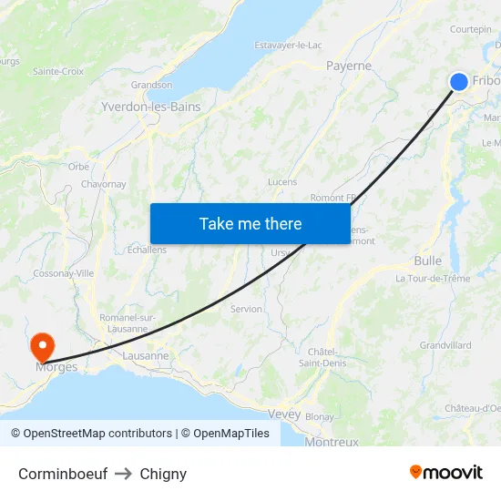 Corminboeuf to Chigny map