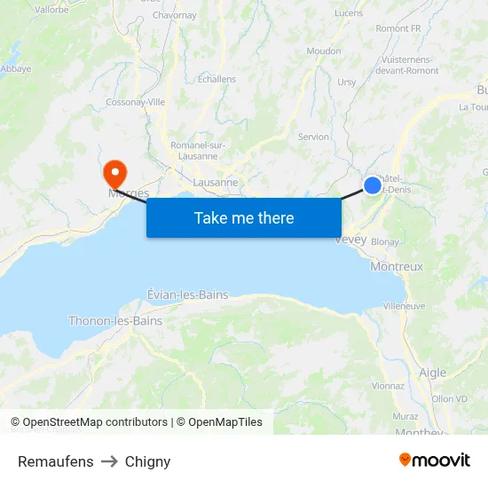Remaufens to Chigny map