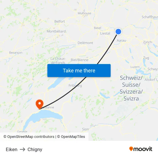 Eiken to Chigny map