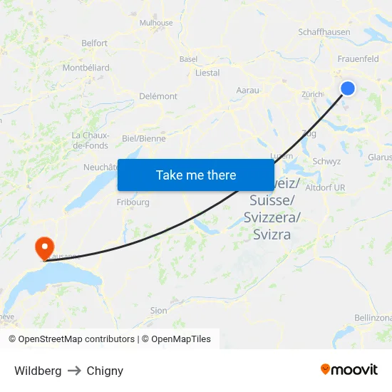 Wildberg to Chigny map