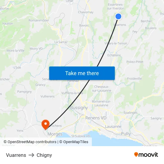 Vuarrens to Chigny map