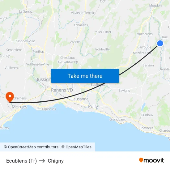 Ecublens (Fr) to Chigny map