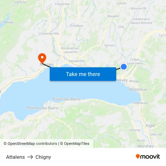 Attalens to Chigny map