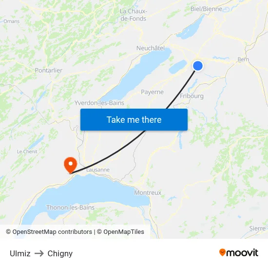 Ulmiz to Chigny map