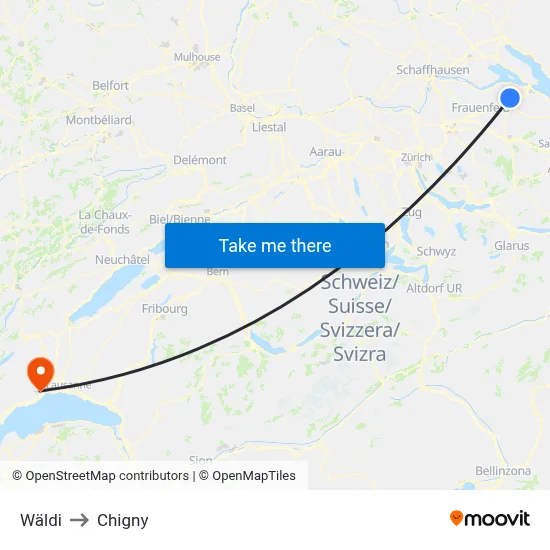 Wäldi to Chigny map