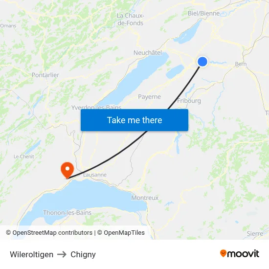Wileroltigen to Chigny map