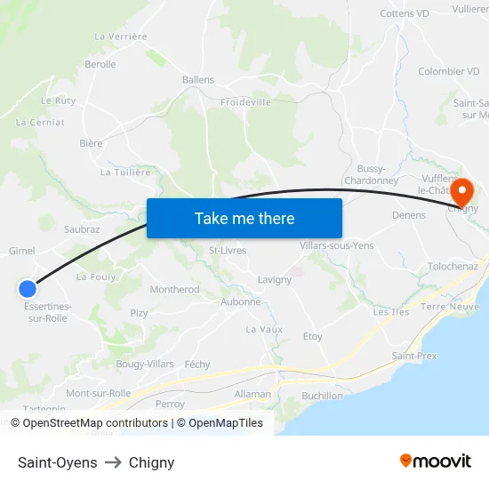Saint-Oyens to Chigny map
