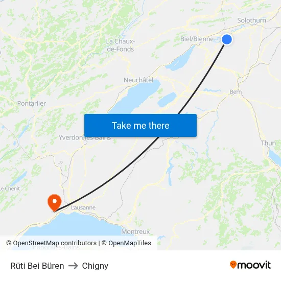 Rüti Bei Büren to Chigny map