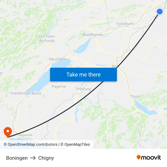 Boningen to Chigny map