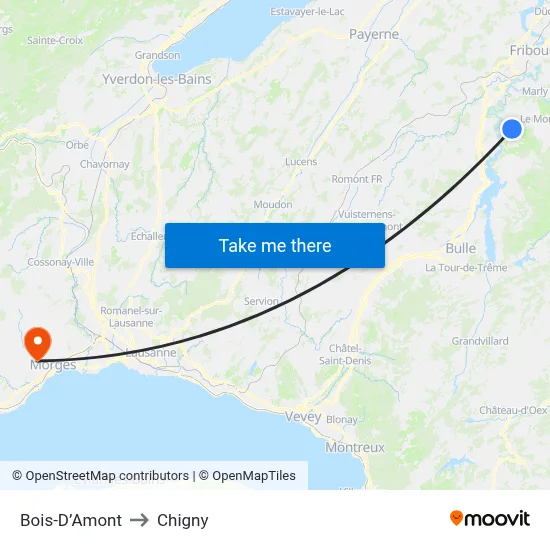 Bois-D’Amont to Chigny map
