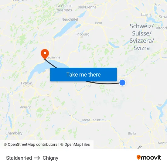 Staldenried to Chigny map