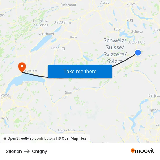 Silenen to Chigny map