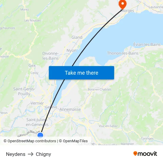 Neydens to Chigny map