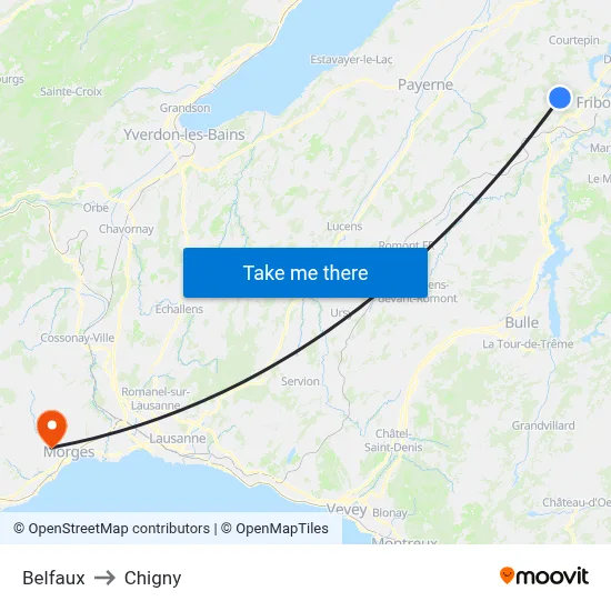 Belfaux to Chigny map