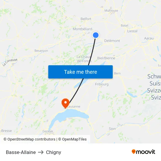Basse-Allaine to Chigny map