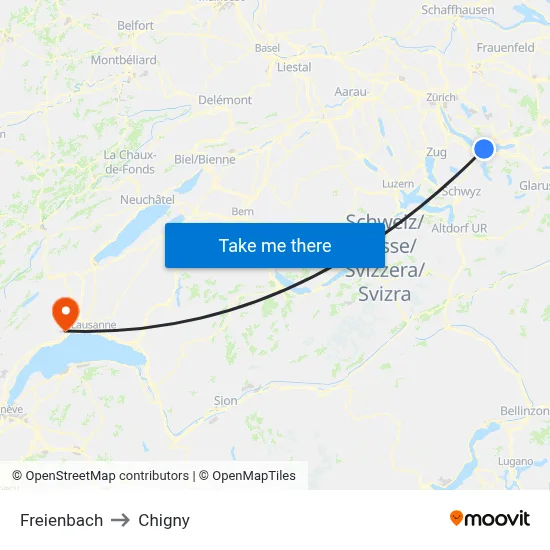 Freienbach to Chigny map