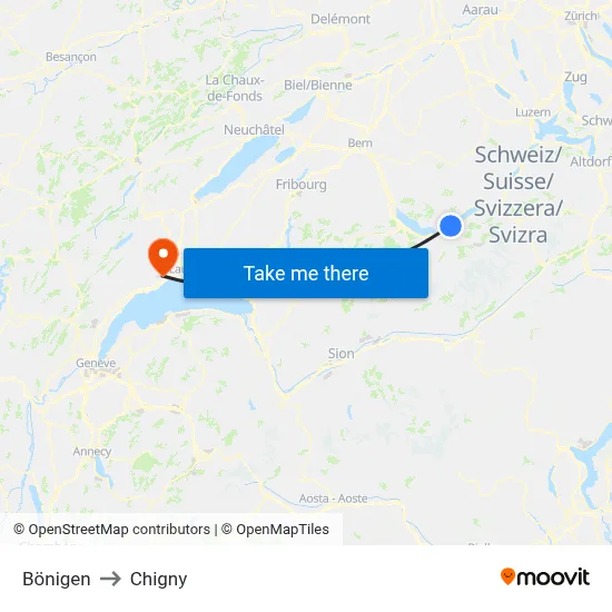 Bönigen to Chigny map