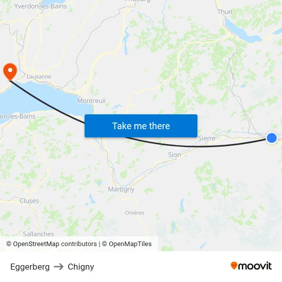 Eggerberg to Chigny map