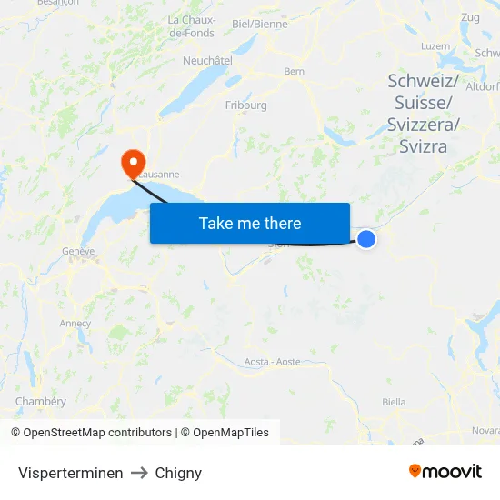 Visperterminen to Chigny map