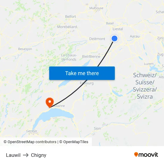 Lauwil to Chigny map