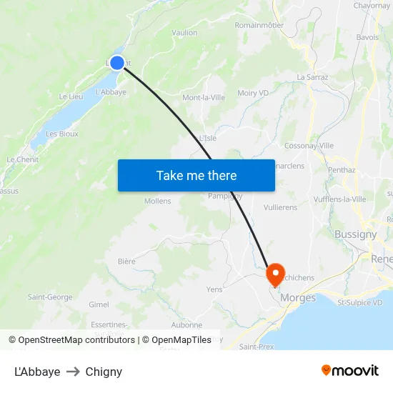 L'Abbaye to Chigny map
