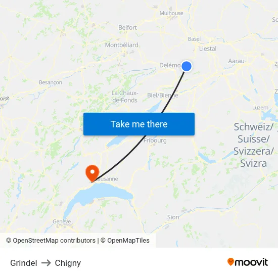 Grindel to Chigny map